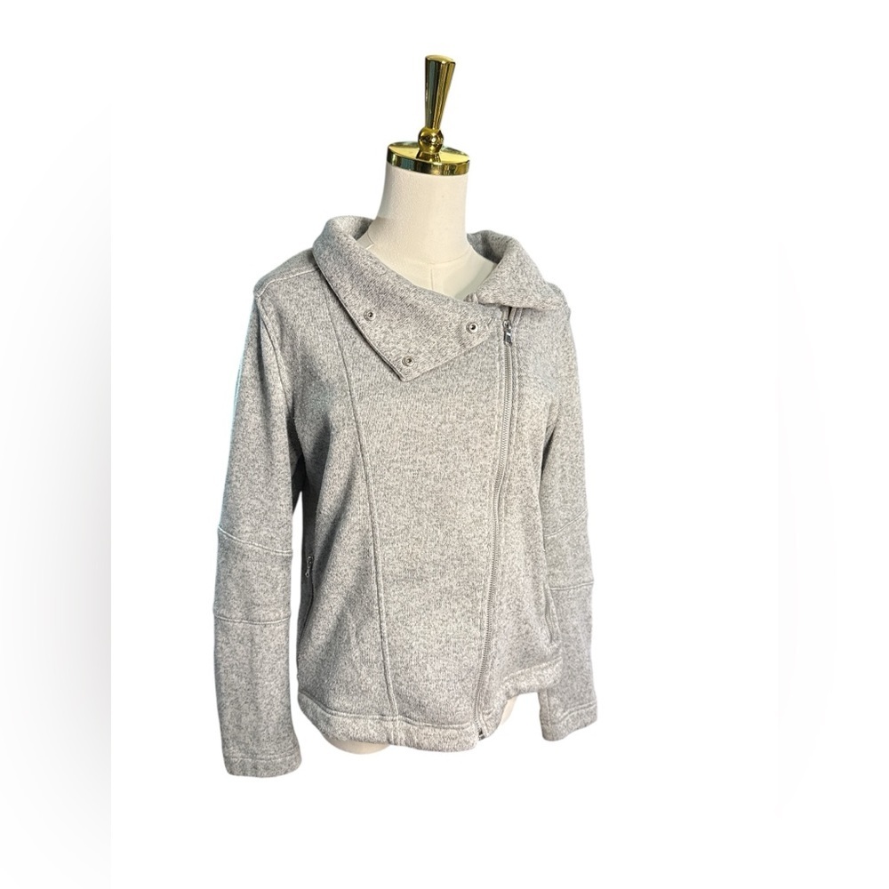 Old Navy Women's Light Gray Cowl Neck Active Go Dry Zip Up Moto Jacket Size M